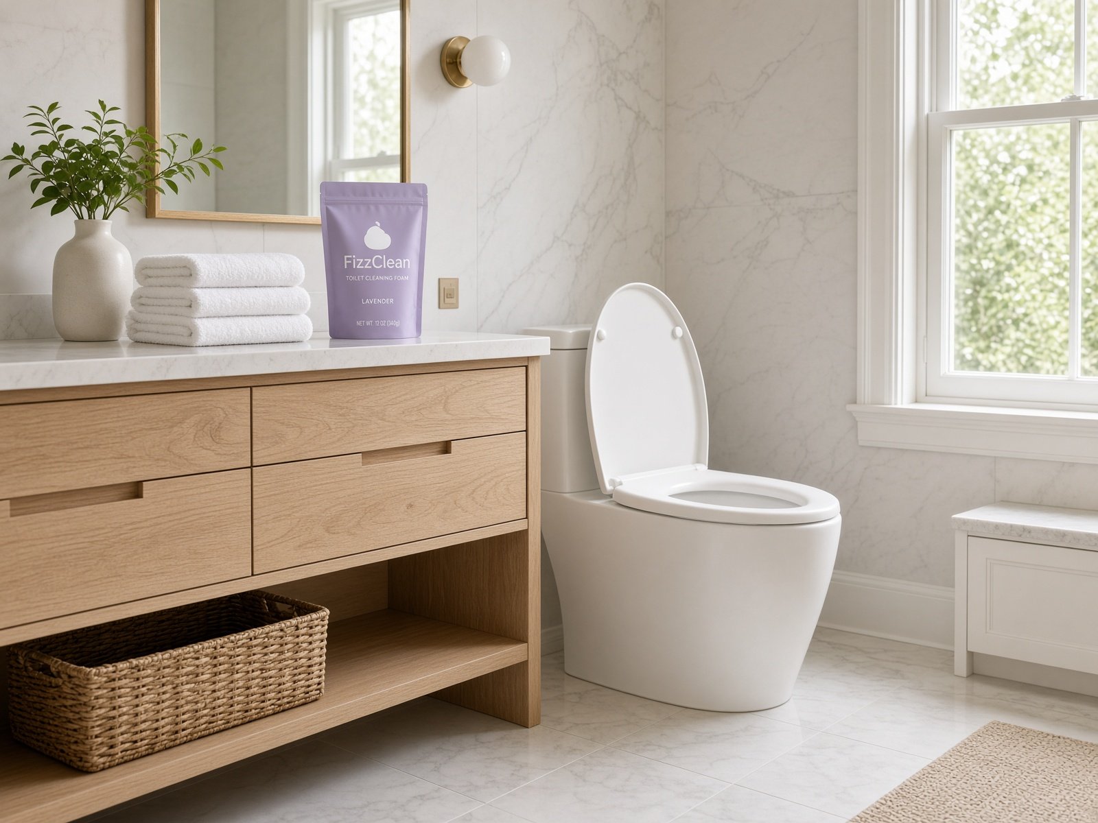 Bright American bathroom